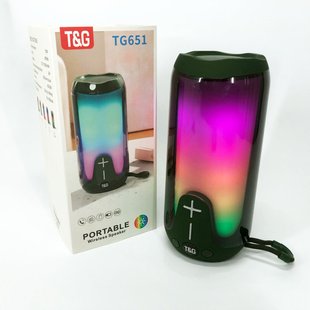 Bluetooth-колонка TG651 з RGB ПІДСВІТКОМ, Bluetooth колонка для гарної музики. Колір: зелений 460697 фото