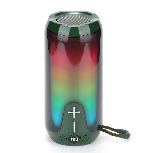 Bluetooth-колонка TG651 з RGB ПІДСВІТКОМ, Bluetooth колонка для гарної музики. Колір: зелений 460697 фото