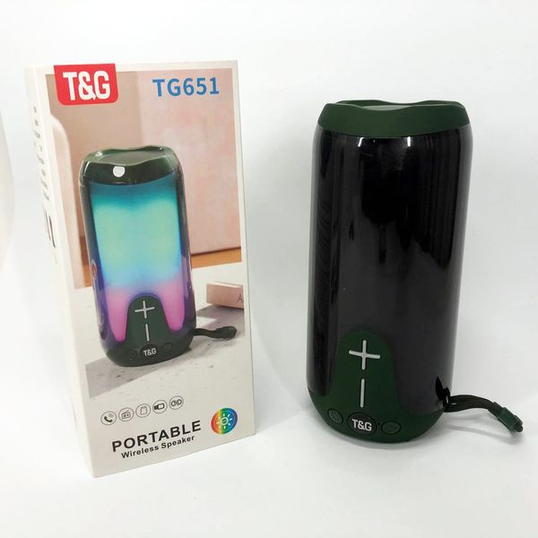 Bluetooth-колонка TG651 з RGB ПІДСВІТКОМ, Bluetooth колонка для гарної музики. Колір: зелений 460697 фото