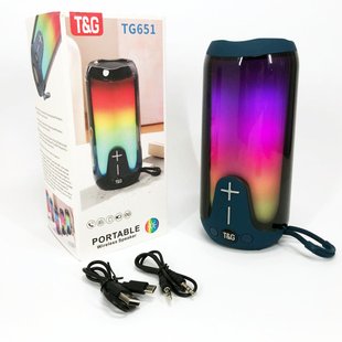 Bluetooth-колонка TG651 з RGB ПІДСВІТКОМ, акумуляторна колонка для музики, для вечірки. Колір: синій 460698 фото