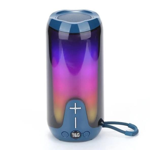 Bluetooth-колонка TG651 з RGB ПІДСВІТКОМ, акумуляторна колонка для музики, для вечірки. Колір: синій 460698 фото