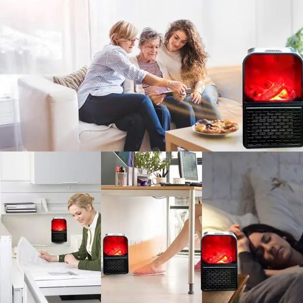 Портативний обігрівач Flame Heater 900 Вт, тепловий вентилятор, обігрівач для дому, ветродуйчик 5826 фото