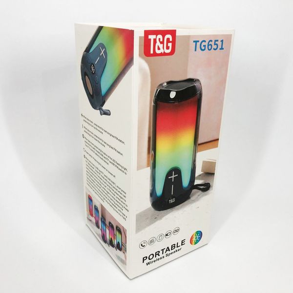 Bluetooth-колонка TG651 з RGB ПІДСВІТКОМ, акумуляторна колонка для музики, для вечірки. Колір: чорний 460699 фото