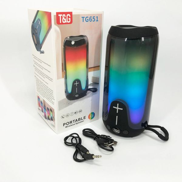 Bluetooth-колонка TG651 з RGB ПІДСВІТКОМ, акумуляторна колонка для музики, для вечірки. Колір: чорний 460699 фото