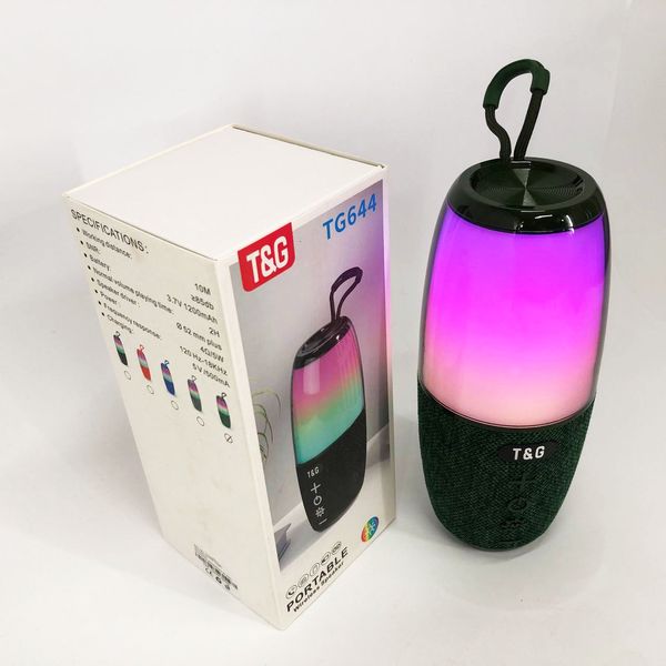 Портативна колонка TG644 5W з RGB підсвічуванням та ремінцем, Бездротова колонка потужна. Колір: зелений 460706 фото