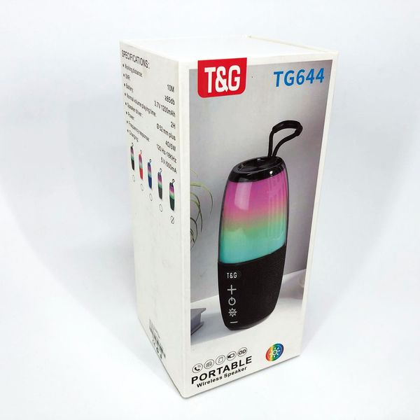 Портативна колонка TG644 5W з RGB підсвічуванням та ремінцем, Бездротова колонка потужна. Колір: зелений 460706 фото