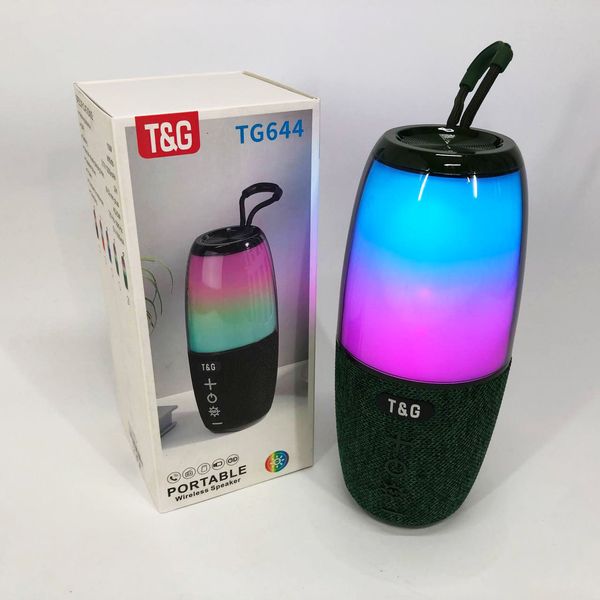 Портативна колонка TG644 5W з RGB підсвічуванням та ремінцем, Бездротова колонка потужна. Колір: зелений 460706 фото