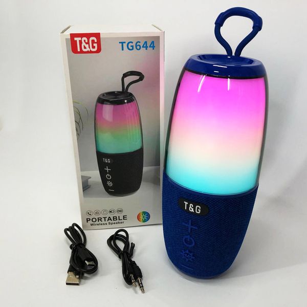 Портативна колонка TG644 5W з RGB підсвічуванням та ремінцем, музичні колонки для вулиці. Колір: синій 460707 фото