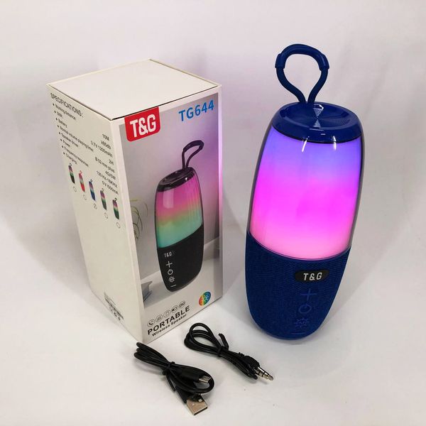 Портативна колонка TG644 5W з RGB підсвічуванням та ремінцем, музичні колонки для вулиці. Колір: синій 460707 фото