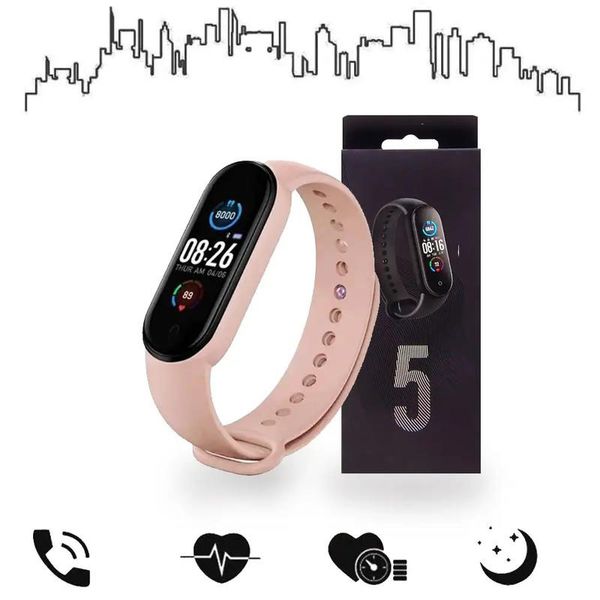 Смарт браслет M5 Smart Bracelet Фітнес трекер Watch Bluetooth. Колір рожевий 12046 фото