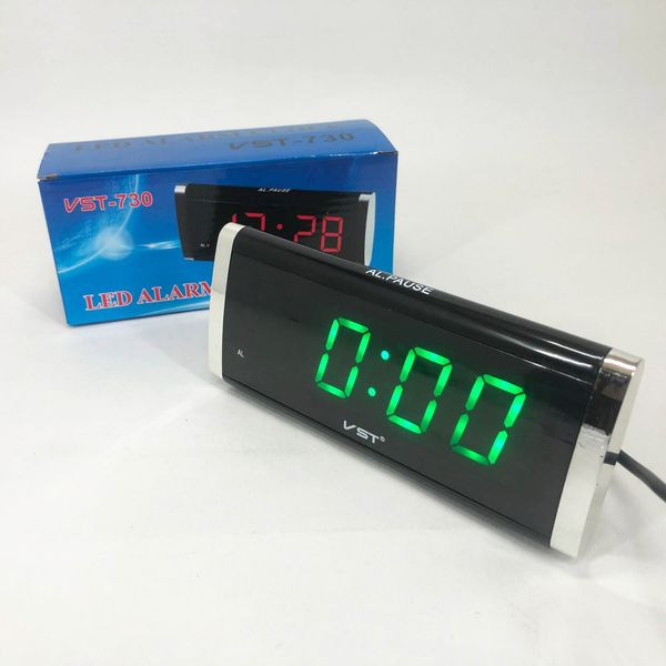 Електронний Годинник VST 730 green, цифровий настільний мережевий годинник, led alarm clock VST-730, з будильником 12060 фото