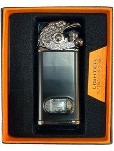 Турбо-запальничка Lighter 8012 з орлом &mdash; чорний корпус, два режими фото