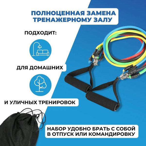 Еспандер гума для зарядок exercise pipe, еспандер гумовий джгут вправи, Фітнес гумки 5 в 1 5006 фото