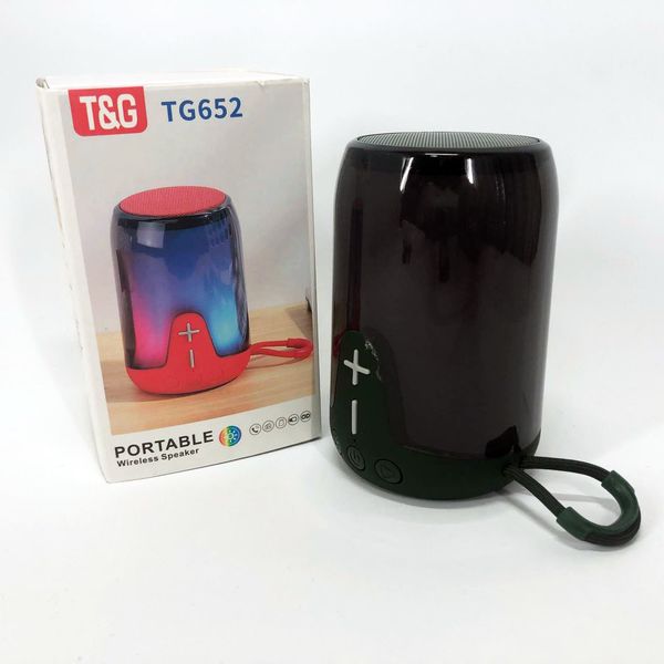 Портативна колонка TG652 5W з RGB підсвічуванням та ремінцем, колонка з акумулятором блютуз. Колір: зелений 460687 фото