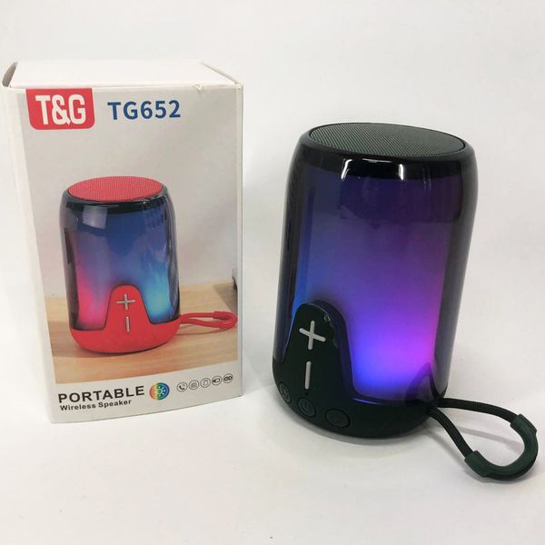 Портативна колонка TG652 5W з RGB підсвічуванням та ремінцем, колонка з акумулятором блютуз. Колір: зелений 460687 фото