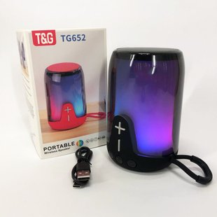 Портативна колонка TG652 5W з RGB підсвічуванням та ремінцем, акумуляторна колонка для музики. Колір: чорний 460689 фото